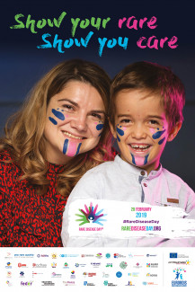 Mother and son with painted faces