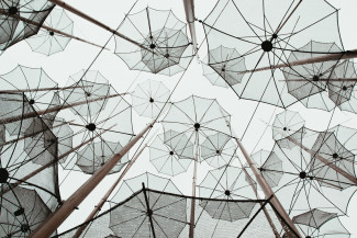 CPMS plaform for ERNs Many transparent umbrellas under a grey sky
