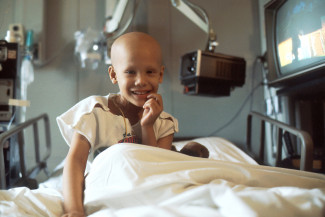 Girl receiving chemotherapy